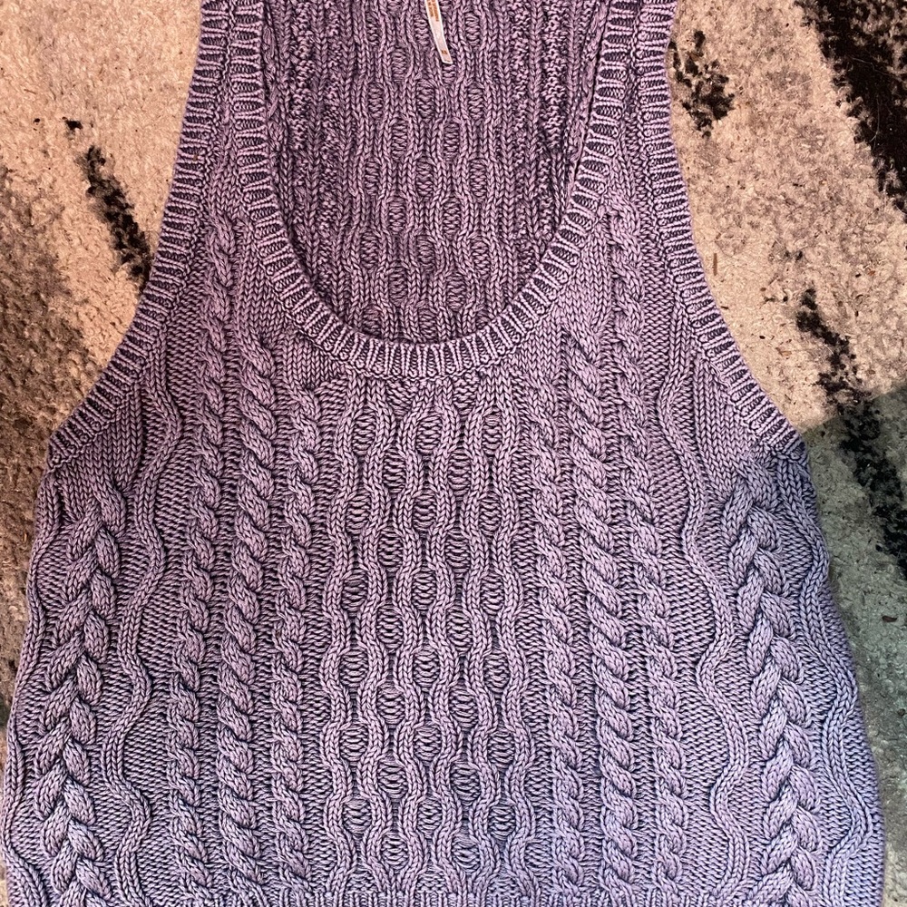 Free People Cable Knit Tank Top - Lavender
